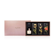 FLORTE tea gift set box with multiple loose tea sachets and small accessory