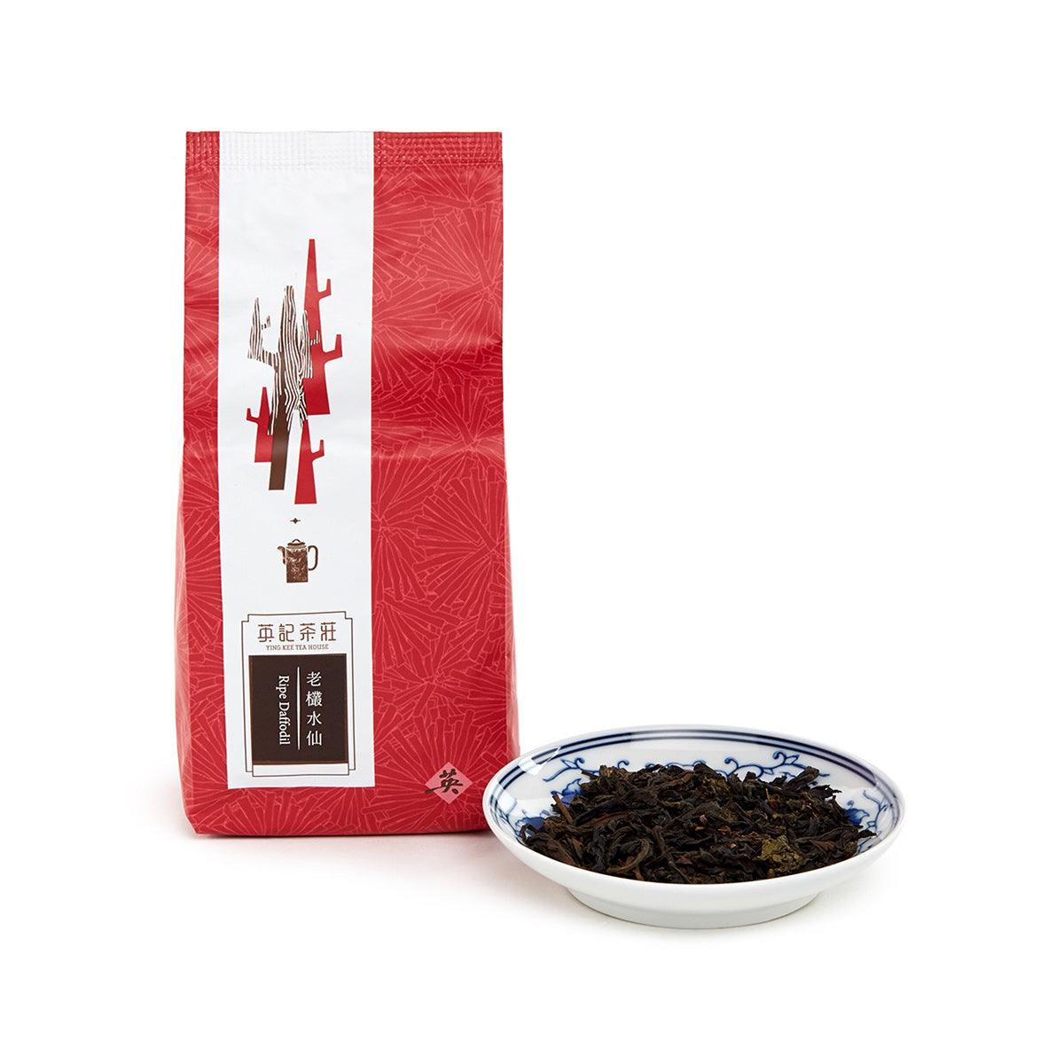 YING KEE ripe daffodil tea pack with dark loose leaves, 150g