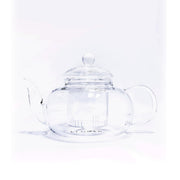 FLORTE glass teapot 600 mL with clear body, lid and curved side handle
