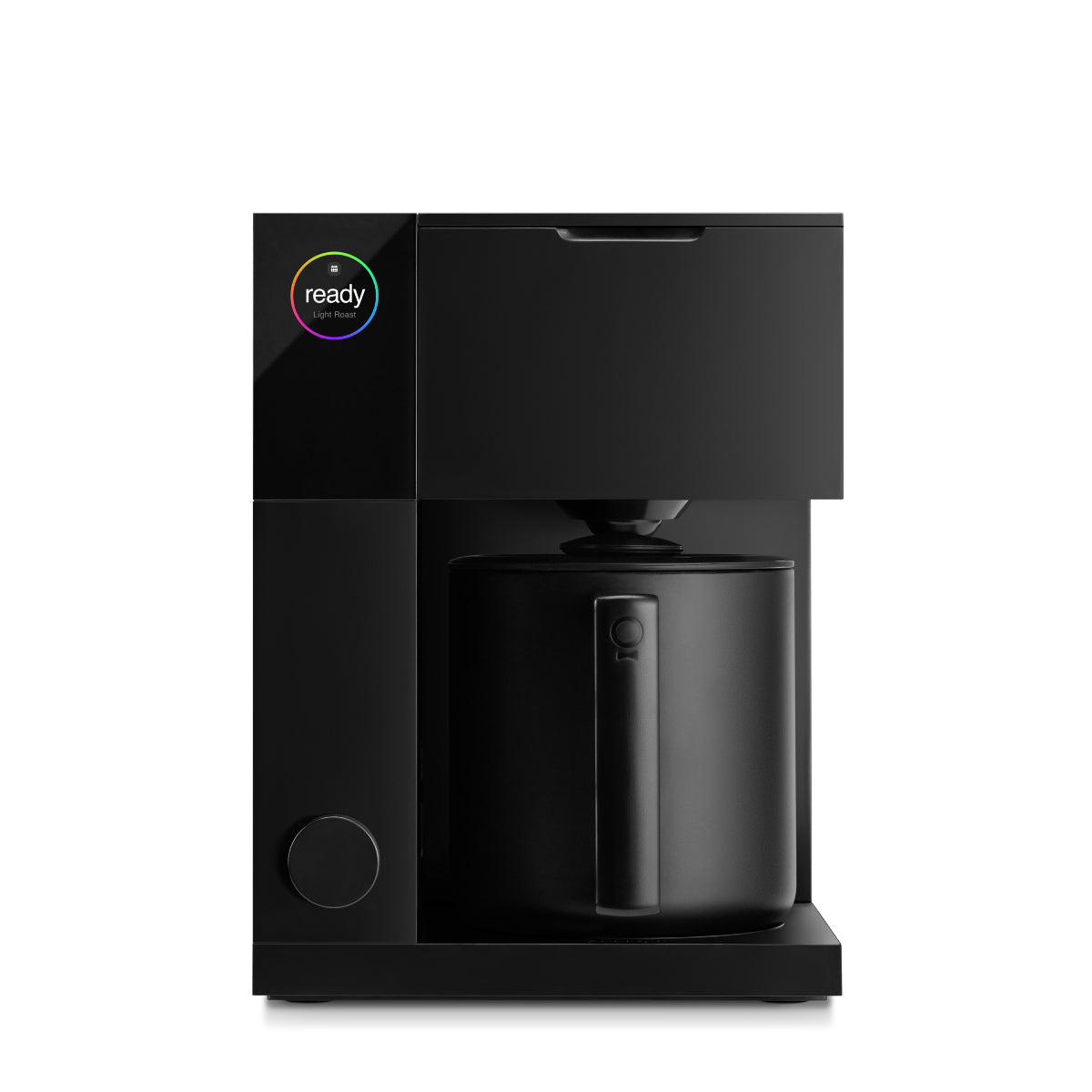 FELLOW Aiden matte black coffee maker with carafe and top dispensing spout