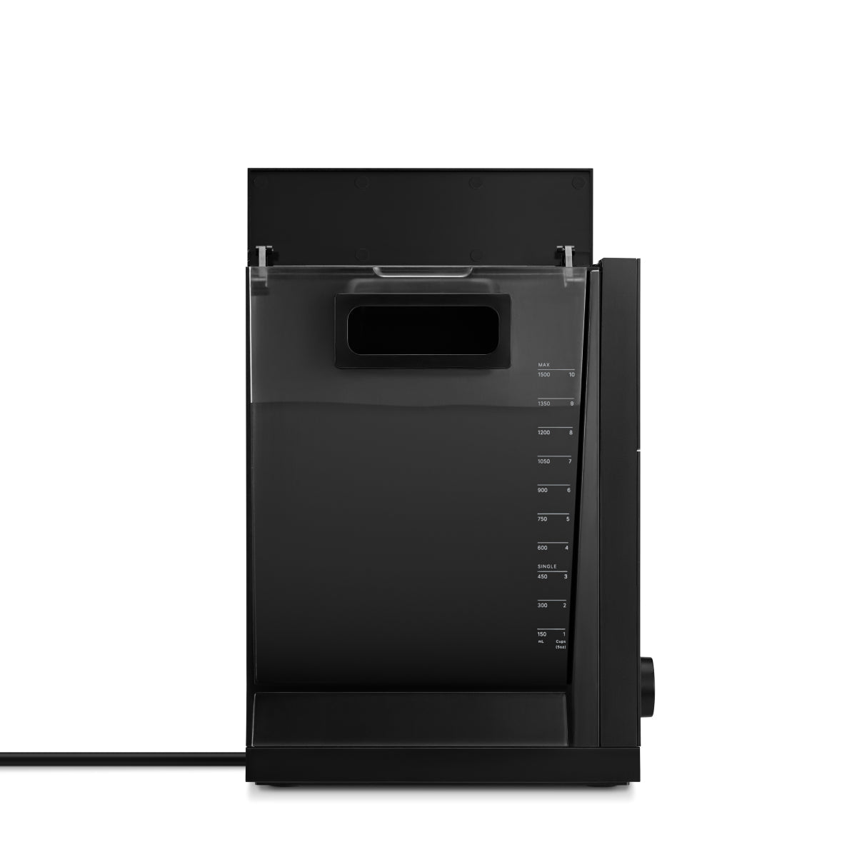 FELLOW Aiden matte black coffee maker with control panel and open top