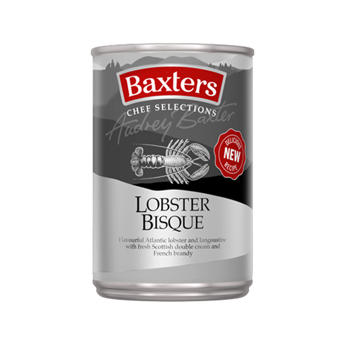 Baxters Lobster Bisque can (400g) with lobster logo on label