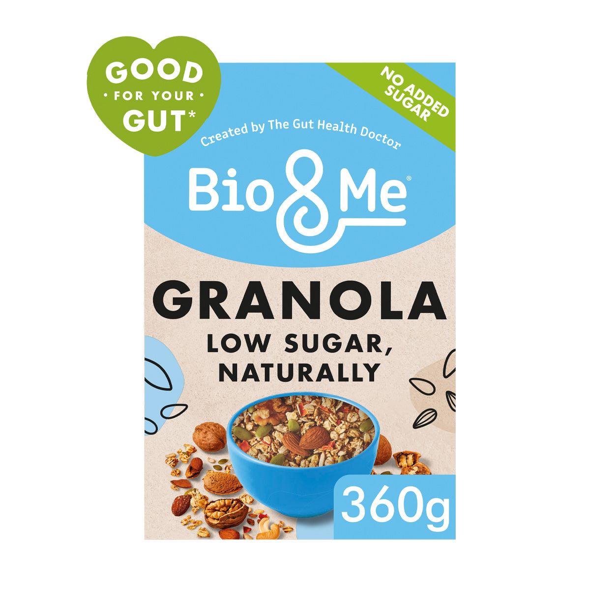 Low-sugar prebiotic granola pouch, 360 g, BIO & Me brand, front view