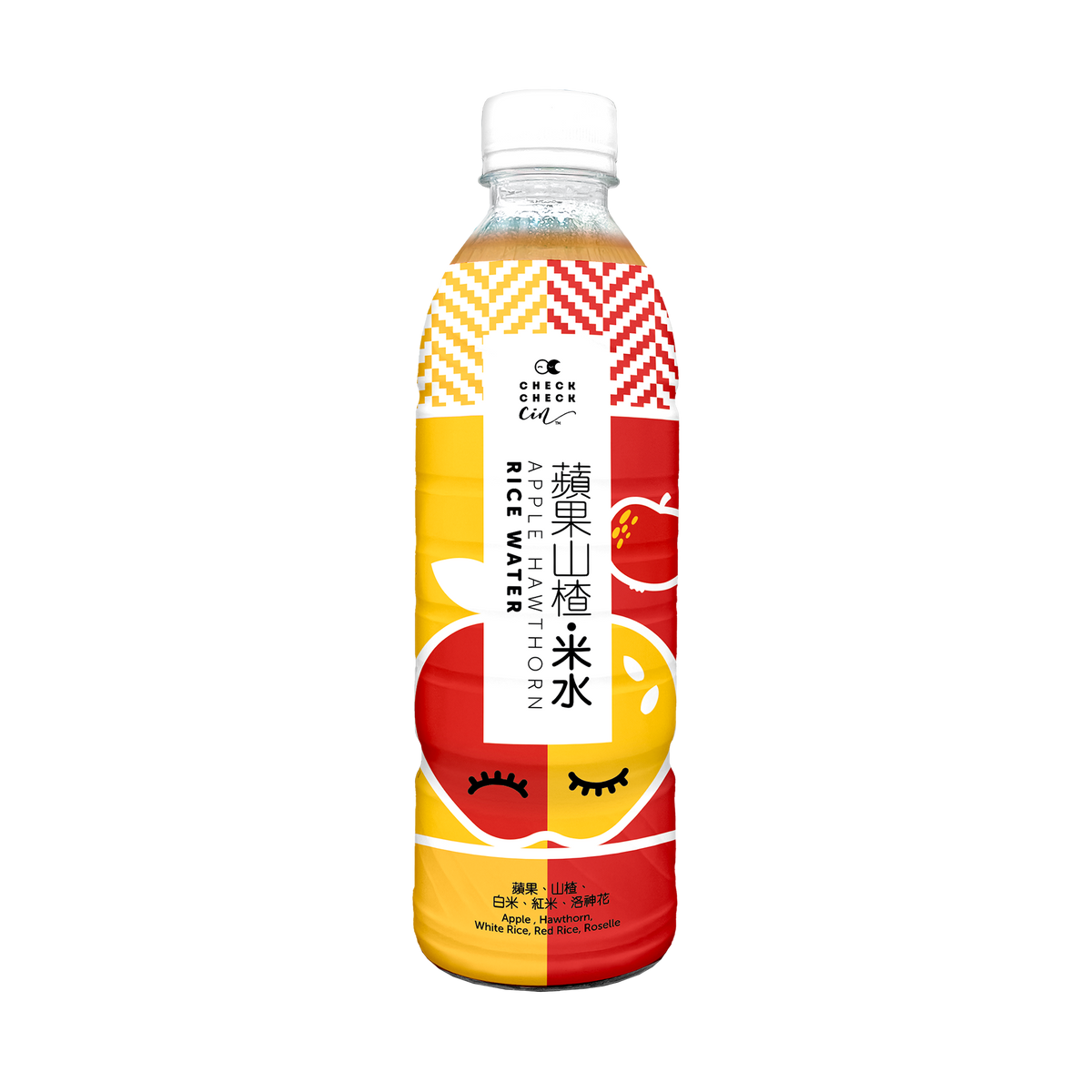 CHECKCHECKCIN rice water bottle, 500 mL, yellow drink, white cap