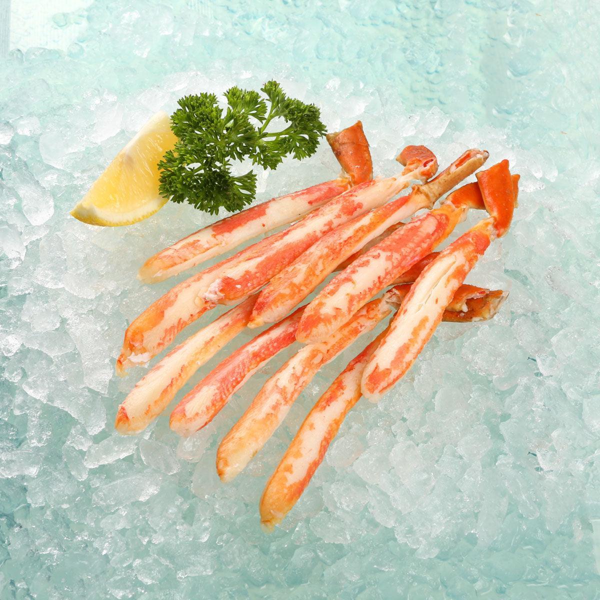 Frozen cooked snow crab legs, orange-red shells with white meat, 300g