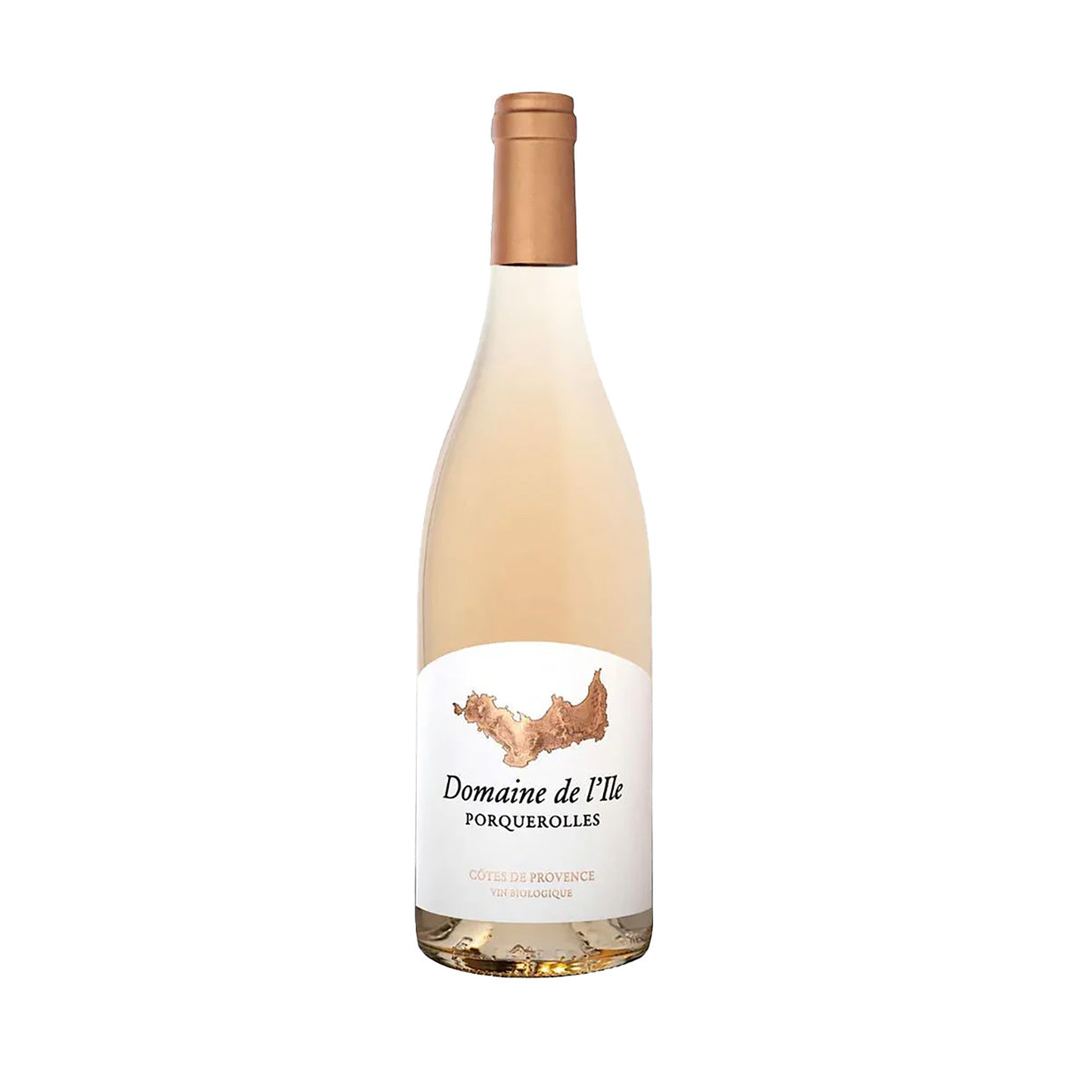 Rose wine bottle with cork, DOMAINE DE L'ILE label