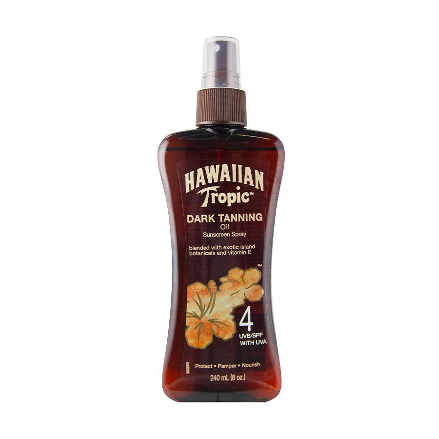 HAWAIIAN Tropic tanning oil SPF4 bottle with spray pump, dark tanning formula
