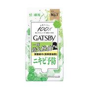 GATSBY acne care facial tissues, 42-count package, white and green design