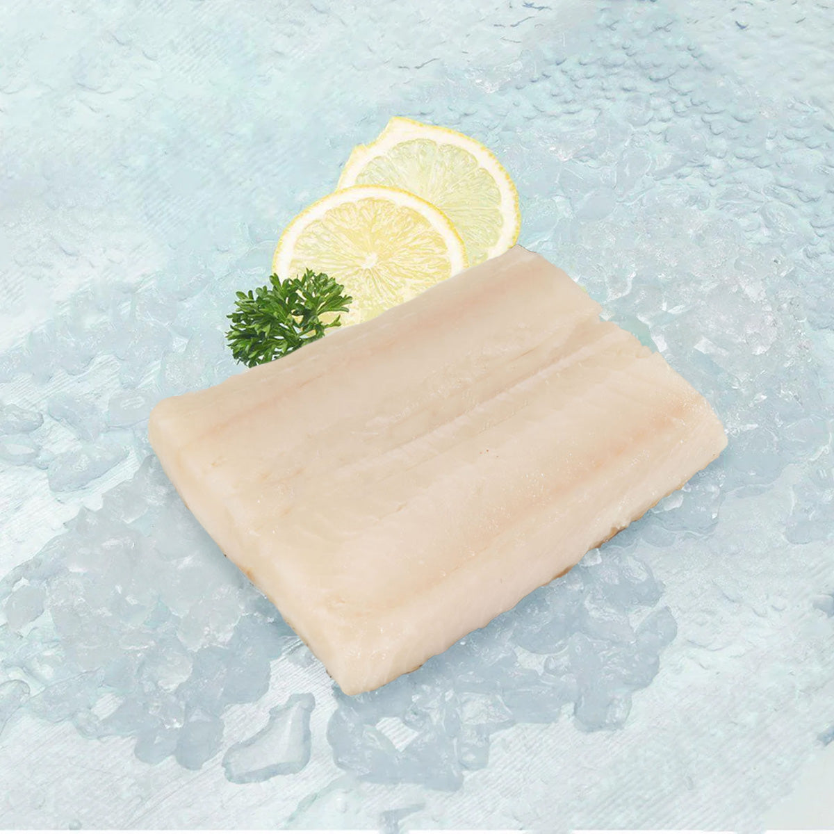 French wild pollack fish fillet, raw pale beige