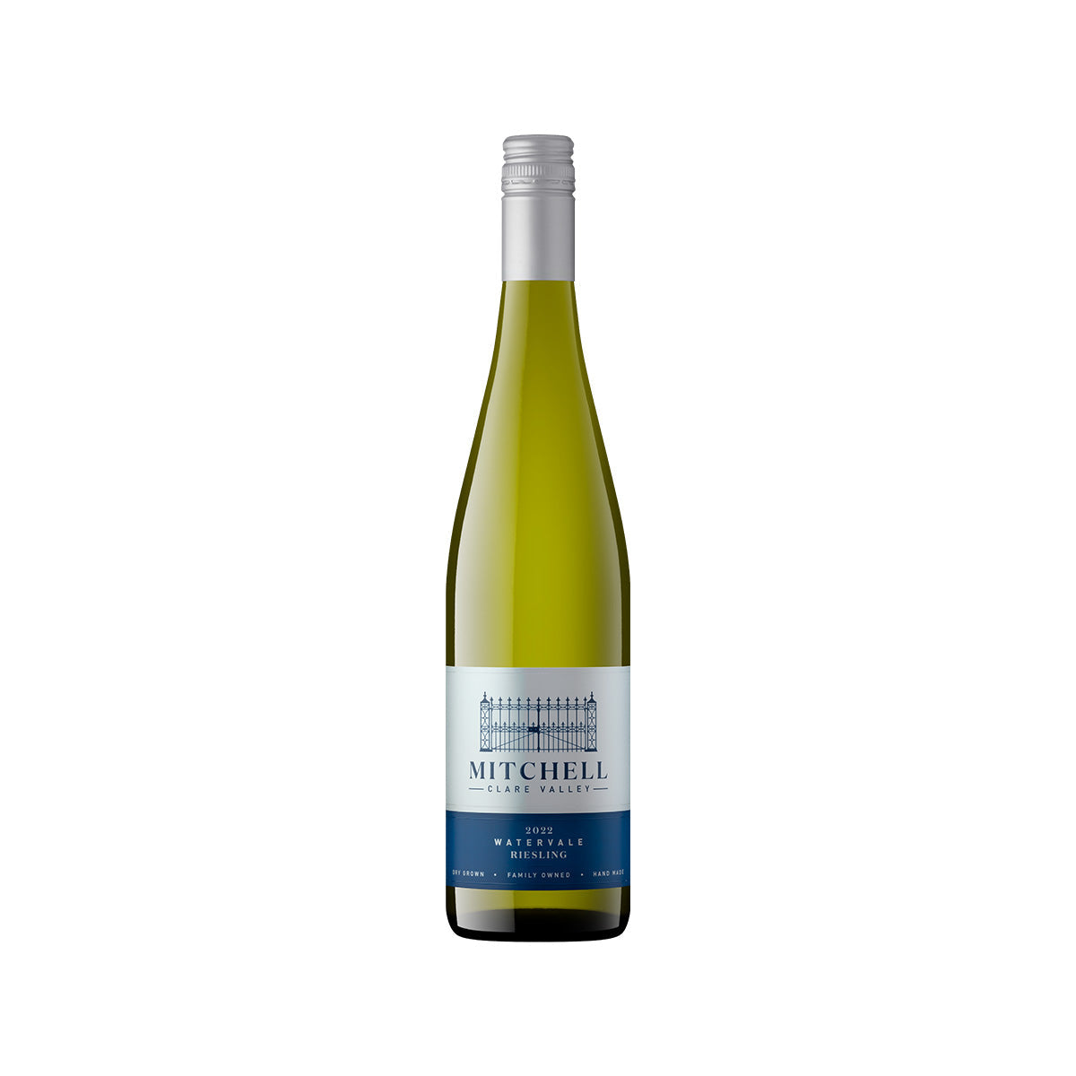 MITCHELL Watervale Riesling white wine bottle, green glass with blue-and-white label