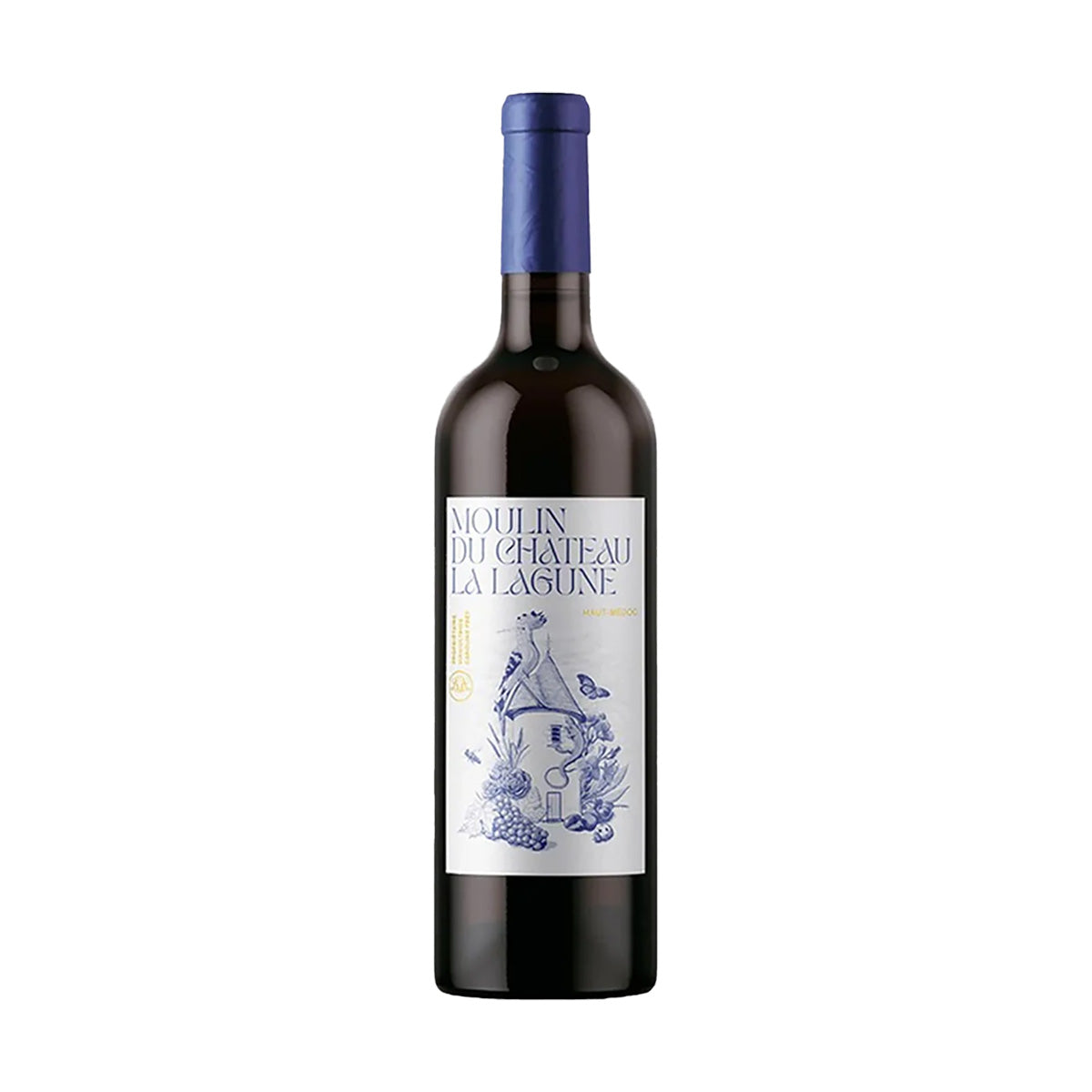 Moulin de La Lagune 2017 red wine bottle with blue capsule and front label