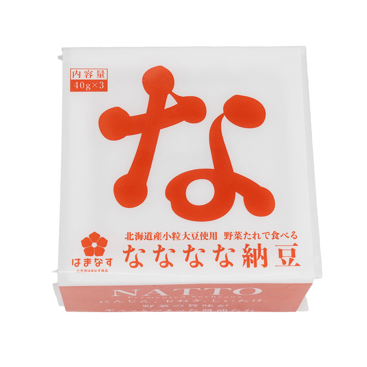 Natto bean with vegetable sauce pack, white with orange front graphic