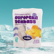 Frozen European seabass fillets pouch, skin-on boneless, blueYou brand