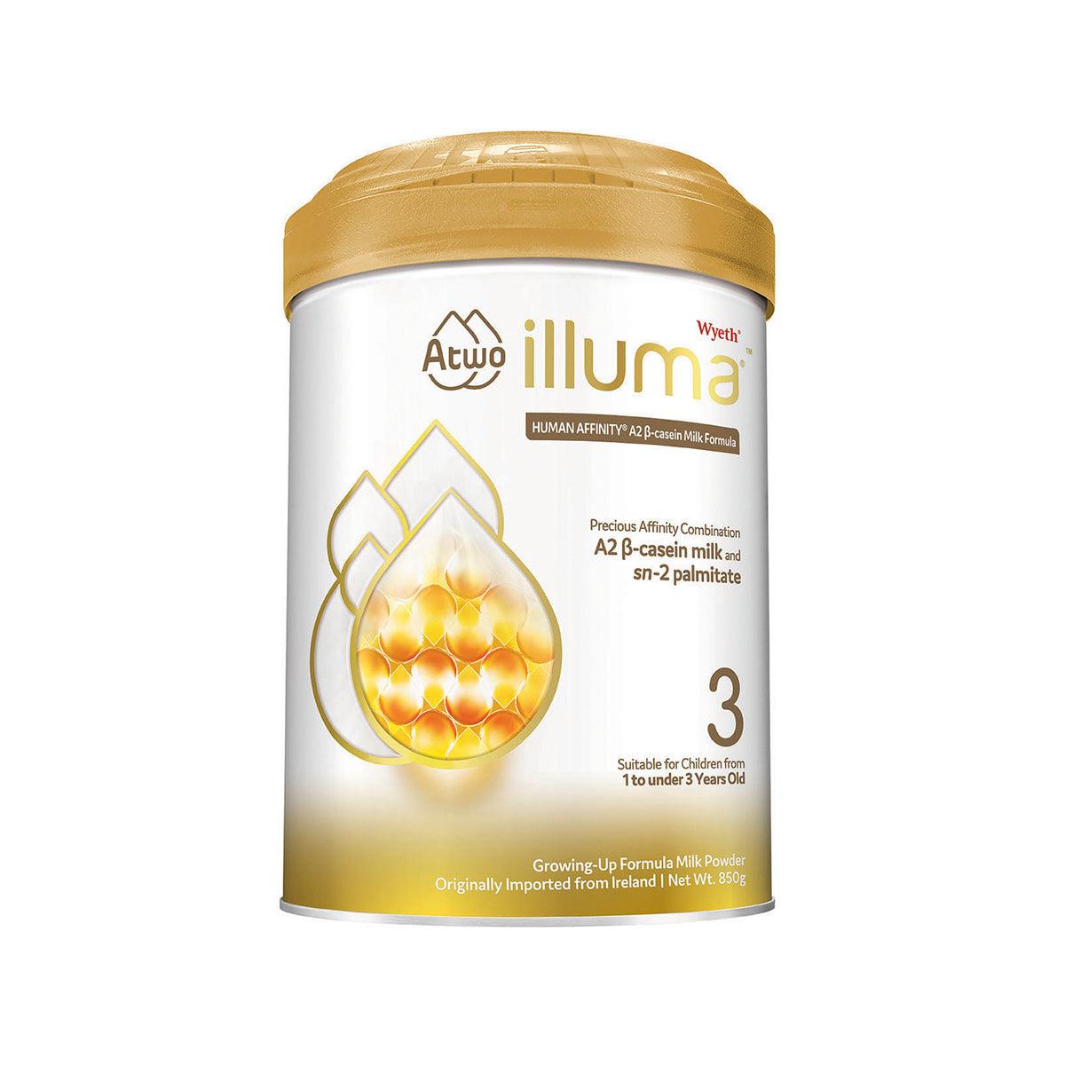 Stage 3 infant formula milk powder canister, gold cap, WYETH Illuma Atwo, 850g