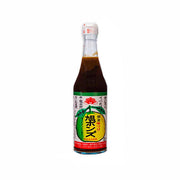 ASAHI SHOKUHIN ponzu yuzu citrus vinegar soy sauce bottle, dark brown liquid, 360 mL