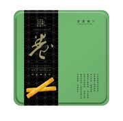 After Taste traditional egg roll tin, green with coconutty label and roll illustration