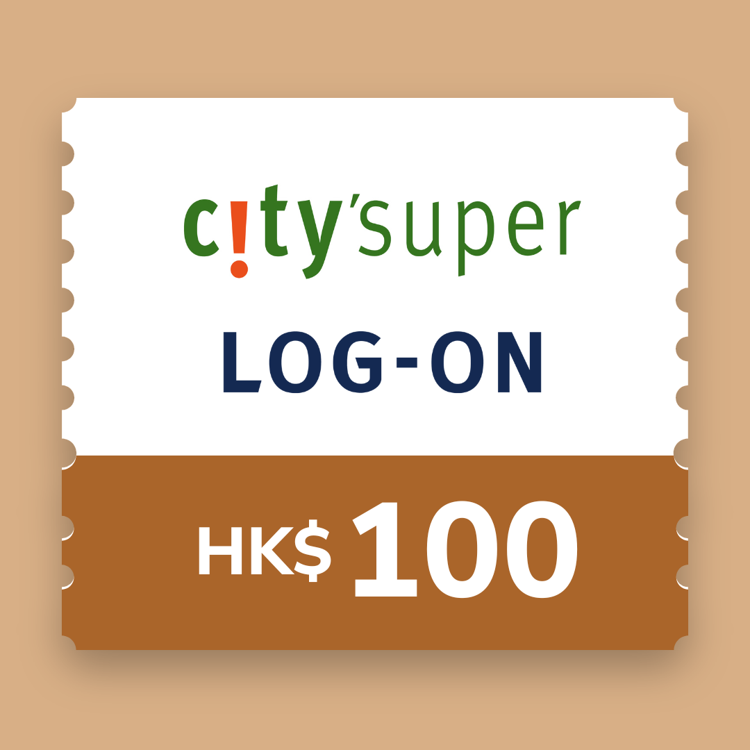 eVoucher gift card with LOG-ON and HKS 100 value, featuring c!ty'super text