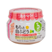 Peach & grape dessert baby food cup, 70 g, age 5 months label