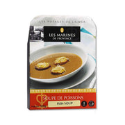 Fish soup (300g) pouch by LES MARINES DE PROVENCE with bowl of orange broth