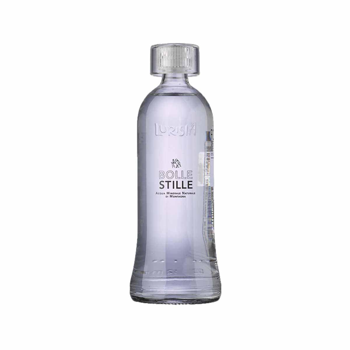 LURISIA still natural spring water bottle, clear with silver cap, 750 mL