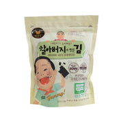 Organic kid's seaweed snack pouch, 56g, stand-up bag with cartoon kid front.