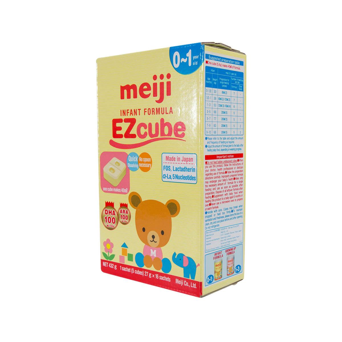 meiji Infant Formula EZcube box, back view, 0-1 years, 540g