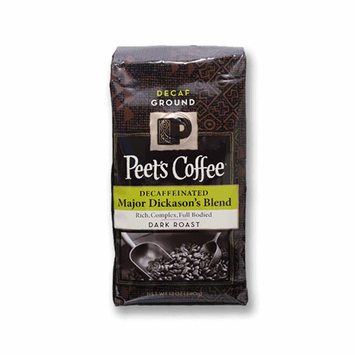 PEET'S Coffee decaf ground dark roast, Major Dickason's blend coffee bag, 297g