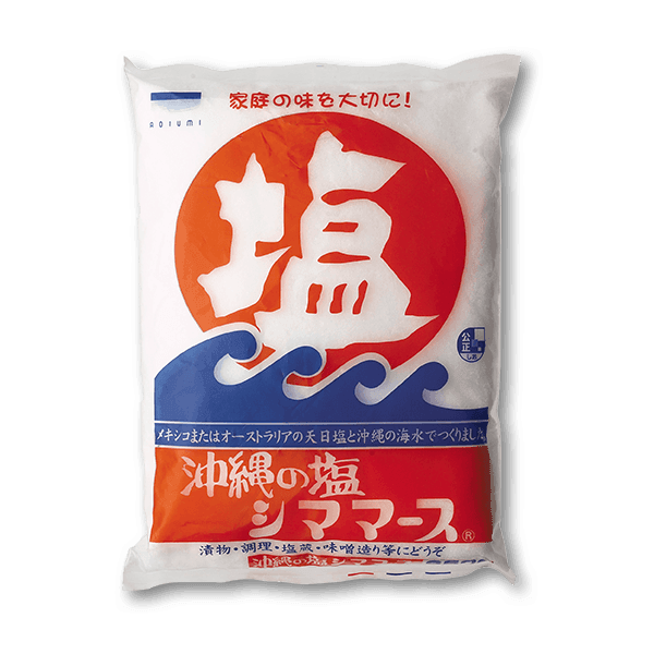 AOIUMI Okinawa sea salt 650g bag, white with red and blue label