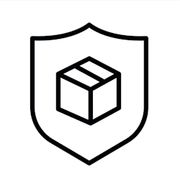 Shipping protection icon: shield with open box